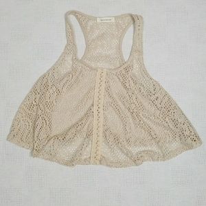Annianna Crochet Style Creme Cropped Tank - Medium